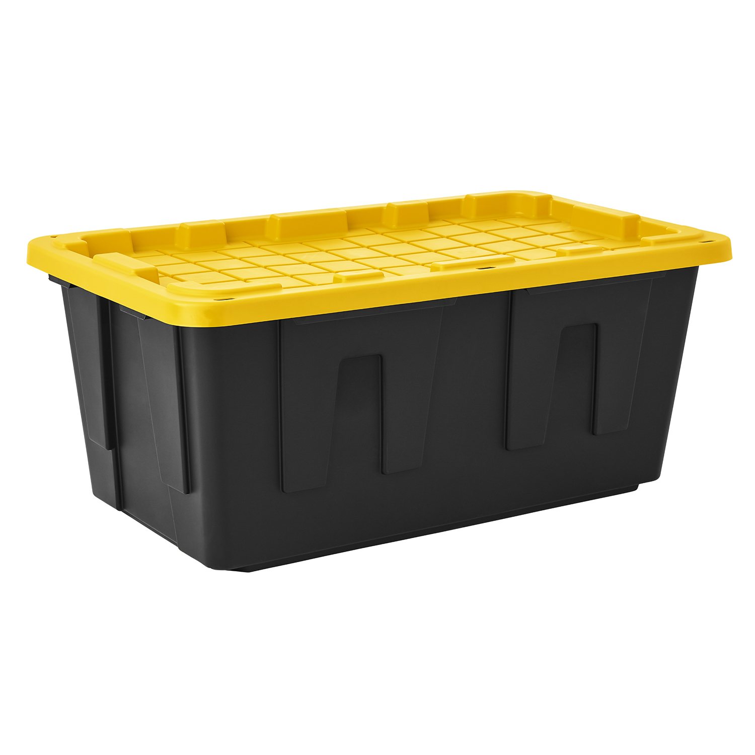 40-gallon black tote with yellow lid